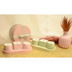 Casa si Gradina - Decoratiuni - Aromaterapie si lumanari - Lumanari si candele - Set 3 lumanari aromate cu farfurie decorativa, Sugared Limon Rose - Infinity.ro