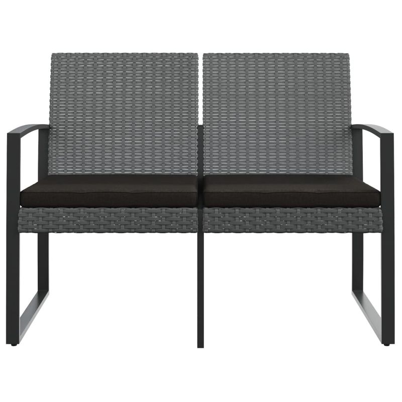 Casa si Gradina - Gradina si terasa - Mobilier exterior - Bancute de gradina - Banca de gradina cu 2 locuri, cu perne, gri inchis, ratan PP - Infinity.ro