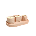 Casa si Gradina - Decoratiuni - Aromaterapie si lumanari - Lumanari si candele - Set 3 lumanari aromate cu farfurie decorativa, Garden Escape Rose - Infinity.ro
