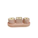 Casa si Gradina - Decoratiuni - Aromaterapie si lumanari - Lumanari si candele - Set 3 lumanari aromate cu farfurie decorativa Chiffon Musk Rose - Infinity.ro