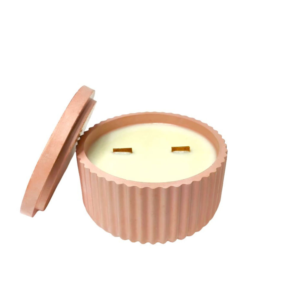 Lumanare parfumata decorativa doua fitiluri de lemn-Tranquility Rose