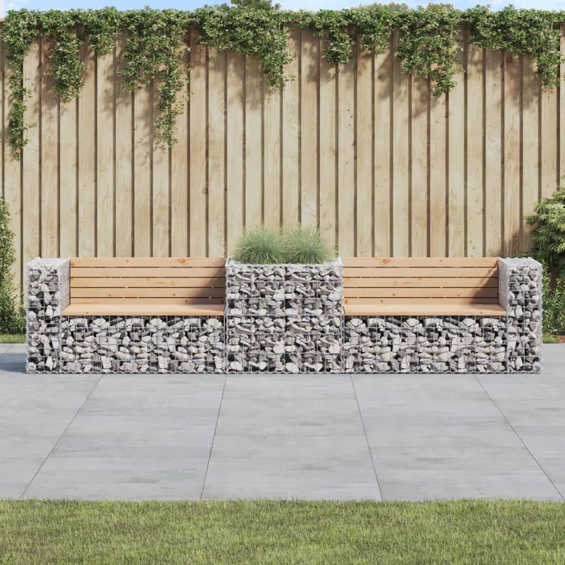Casa si Gradina - Gradina si terasa - Mobilier exterior - Bancute de gradina - Banca de gradina cu cos gabion, lemn masiv de pin - Infinity.ro
