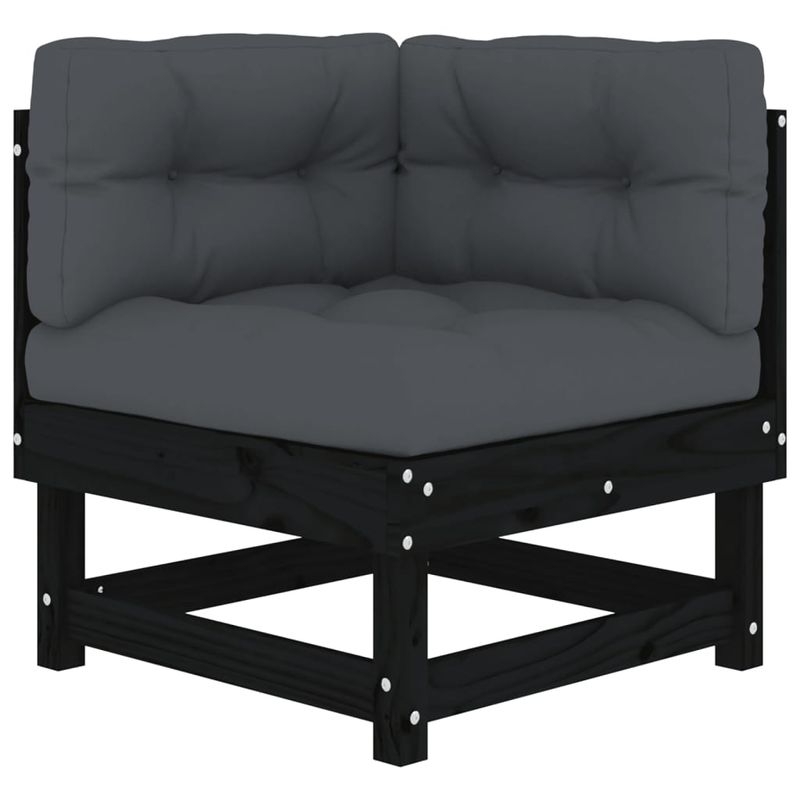 Casa si Gradina - Gradina si terasa - Mobilier exterior - Canapele si fotolii gradina - Canapele coltar cu perne, 2 buc., negru, lemn masiv de pin - Infinity.ro