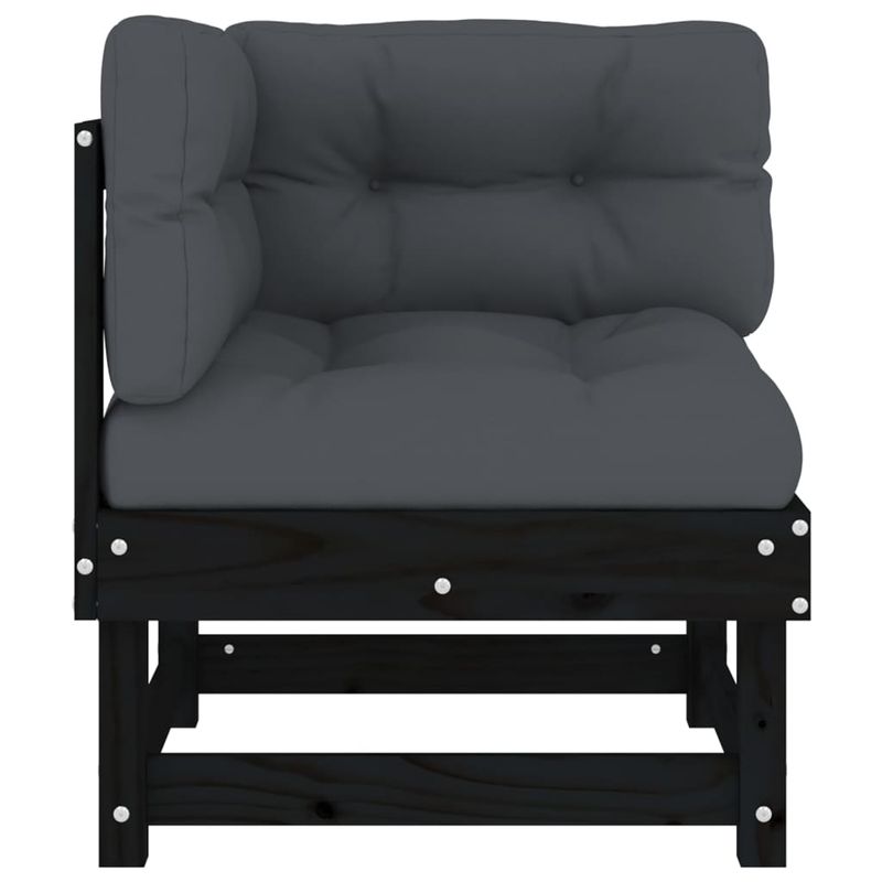 Casa si Gradina - Gradina si terasa - Mobilier exterior - Canapele si fotolii gradina - Canapele coltar cu perne, 2 buc., negru, lemn masiv de pin - Infinity.ro