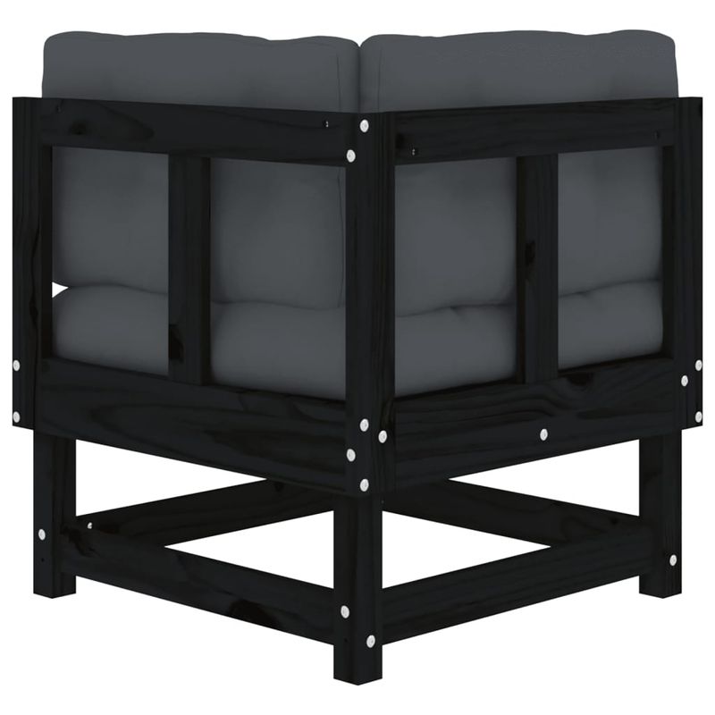 Casa si Gradina - Gradina si terasa - Mobilier exterior - Canapele si fotolii gradina - Canapele coltar cu perne, 2 buc., negru, lemn masiv de pin - Infinity.ro