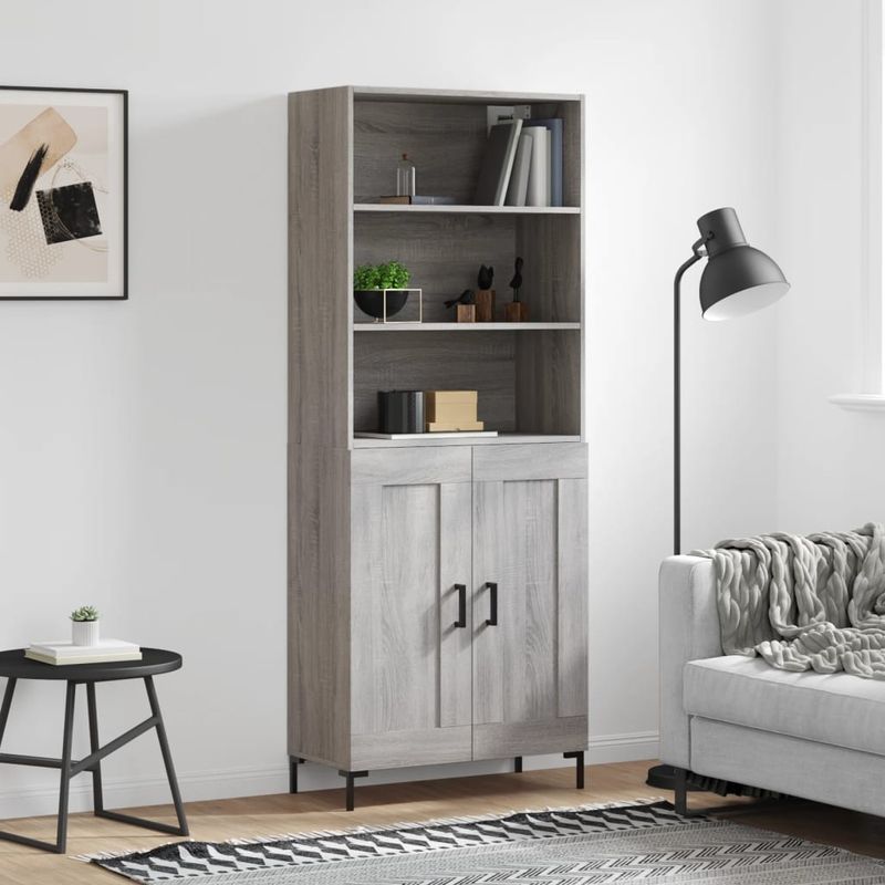 Casa si Gradina - Mobilier - Comode si corpuri - Comode - Dulap inalt, gri sonoma, 69,5x34x180 cm, lemn compozit - Infinity.ro