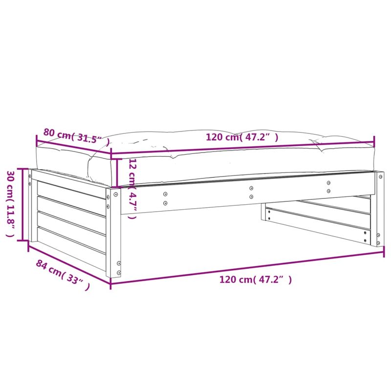 Casa si Gradina - Gradina si terasa - Mobilier exterior - Canapele si fotolii gradina - Taburet de gradina, 120x80 cm, lemn de pin impregnat - Infinity.ro