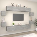 Casa si Gradina - Mobilier - Seturi de mobilier - Seturi living - Set dulap TV, 8 piese, gri beton, lemn prelucrat - Infinity.ro
