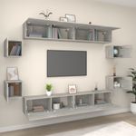 Casa si Gradina - Mobilier - Seturi de mobilier - Seturi living - Set dulap TV, 8 piese, gri beton, lemn prelucrat - Infinity.ro