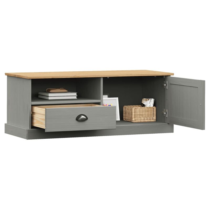 Casa si Gradina - Mobilier - Comode si corpuri - Comode - Comoda TV VIGO, gri, 106x40x40 cm, lemn masiv de pin - Infinity.ro
