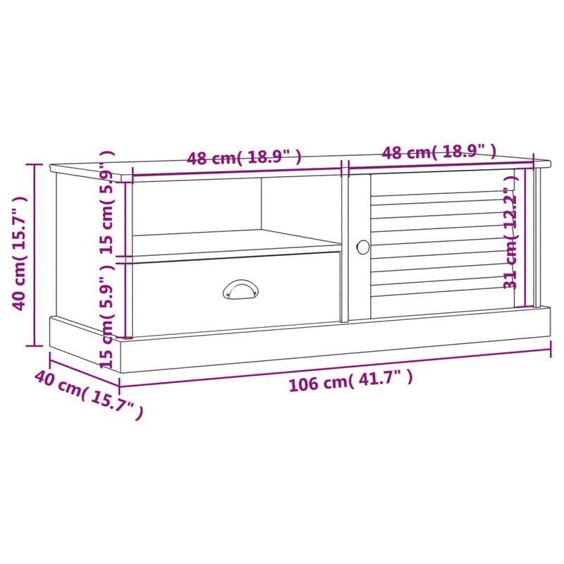 Casa si Gradina - Mobilier - Comode si corpuri - Comode - Comoda TV VIGO, gri, 106x40x40 cm, lemn masiv de pin - Infinity.ro