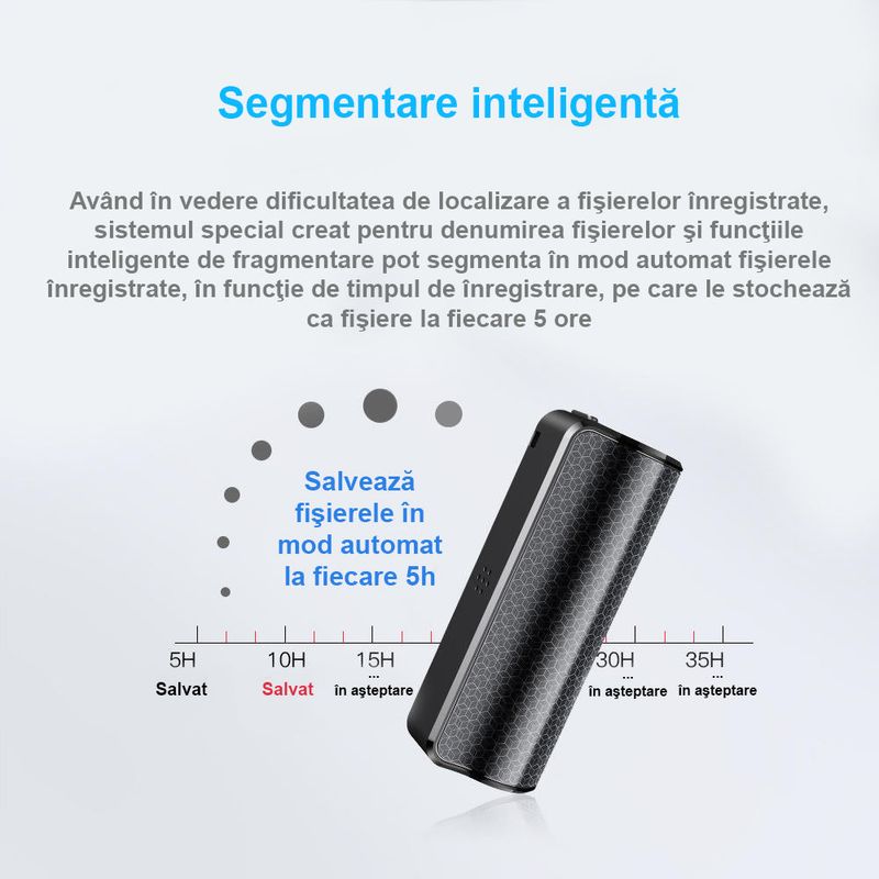 Laptop, Telefoane si Tablete - Wearables si gadgeturi - Gadgeturi - Dispozitive spionaj - Mini reportofon profesional, Q70, 8 GB, magnetic, activare vocala - Infinity.ro