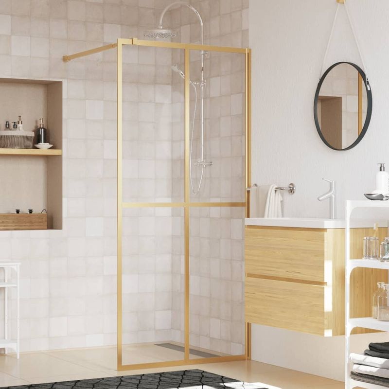 Casa si Gradina - Sanitare - Cazi si cabine de dus - Paravane si usi - Paravan dus walk-in, auriu, 80x195 cm, sticla ESG transparenta - Infinity.ro