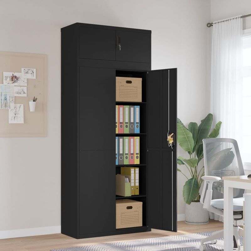 Casa si Gradina - Constructii - Depozitare, transport si protectie - Rafturi, fisete si vestiare - Fiset, negru, 90x40x220 cm, otel - Infinity.ro