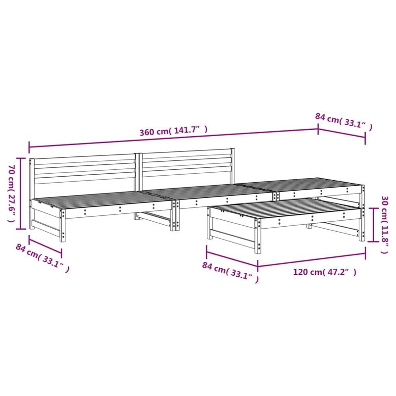 Casa si Gradina - Gradina si terasa - Mobilier exterior - Seturi mobila gradina - Set mobilier relaxare gradina, 4 piese, lemn masiv Douglas - Infinity.ro