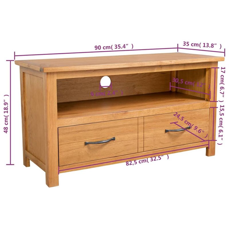Casa si Gradina - Mobilier - Comode si corpuri - Comode - Comoda TV, 90 x 35 x 48 cm, lemn masiv de stejar - Infinity.ro
