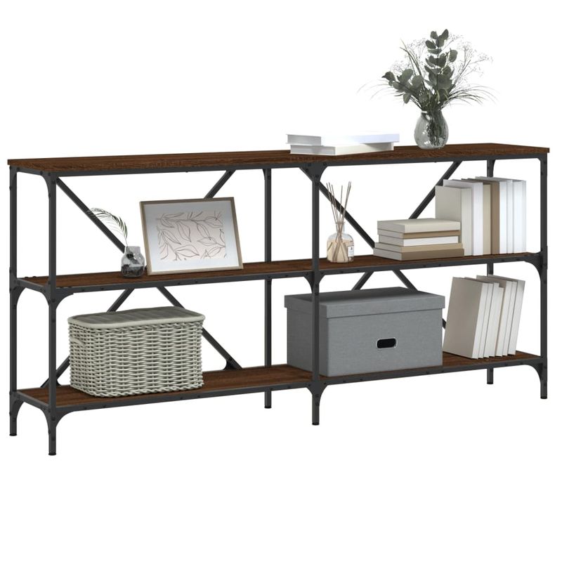 Casa si Gradina - Mobilier - Comode si corpuri - Console - Masa consola stejar maro, 160x30x75 cm, lemn prelucrat si fier - Infinity.ro
