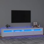 Casa si Gradina - Mobilier - Comode si corpuri - Comode - Comoda TV cu lumini LED, alb, 240x35x40 cm - Infinity.ro
