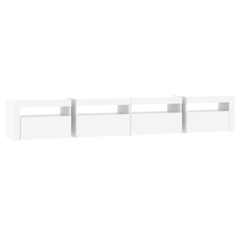 Casa si Gradina - Mobilier - Comode si corpuri - Comode - Comoda TV cu lumini LED, alb, 240x35x40 cm - Infinity.ro
