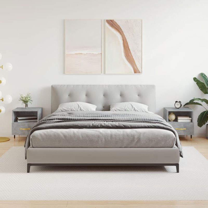 Casa si Gradina - Mobilier - Comode si corpuri - Noptiere - Noptiere, 2 buc., gri beton, 40x35x47,5 cm, lemn compozit - Infinity.ro