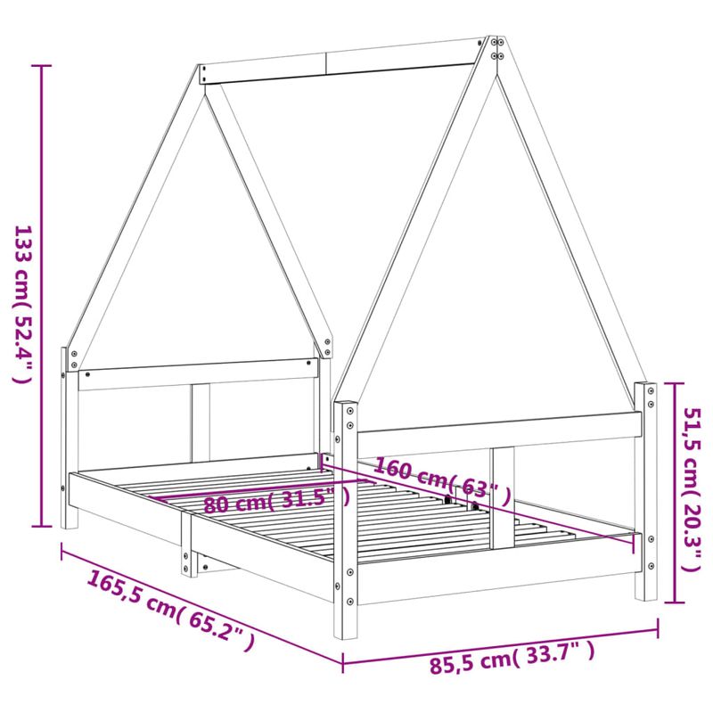 Casa si Gradina - Mobilier - Mobilier copii - Patuturi copii - Cadru de pat pentru copii, 80x160 cm, lemn masiv de pin - Infinity.ro