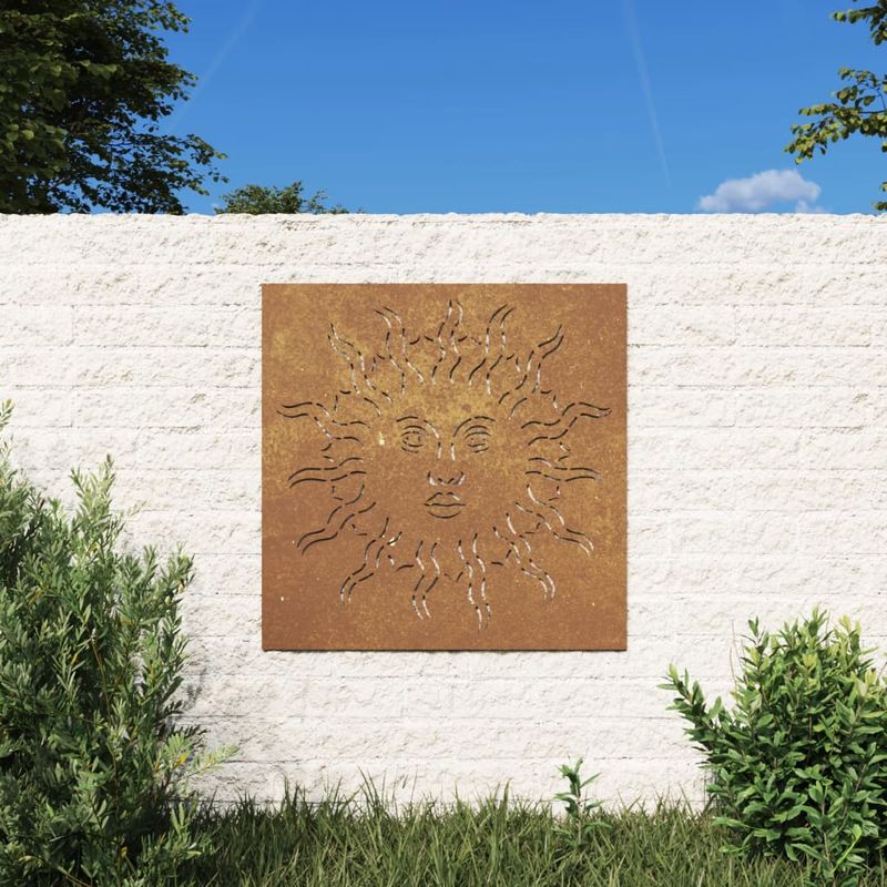 Casa si Gradina - Decoratiuni - Decoratiuni perete - Decor perete de gradina 55x55 cm design soare otel Corten - Infinity.ro