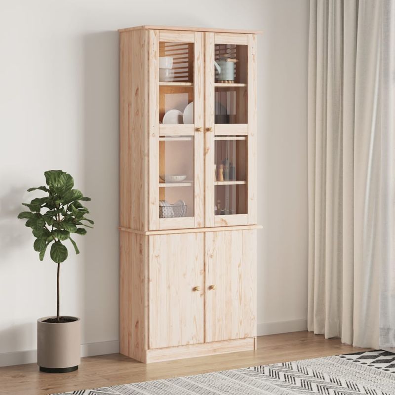 Casa si Gradina - Mobilier - Comode si corpuri - Comode - Vitrine din sticla „ALTA” 77x35x186,5 cm, lemn masiv de pin - Infinity.ro