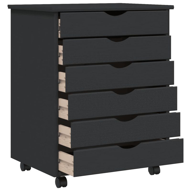 Casa si Gradina - Mobilier - Dulapuri si sifoniere - Dulapuri - Dulap rulant cu sertare MOSS, gri, lemn masiv de pin - Infinity.ro