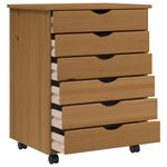 Casa si Gradina - Mobilier - Dulapuri si sifoniere - Dulapuri - Dulap rulant cu sertare „MOSS”, maro miere, lemn masiv de pin - Infinity.ro