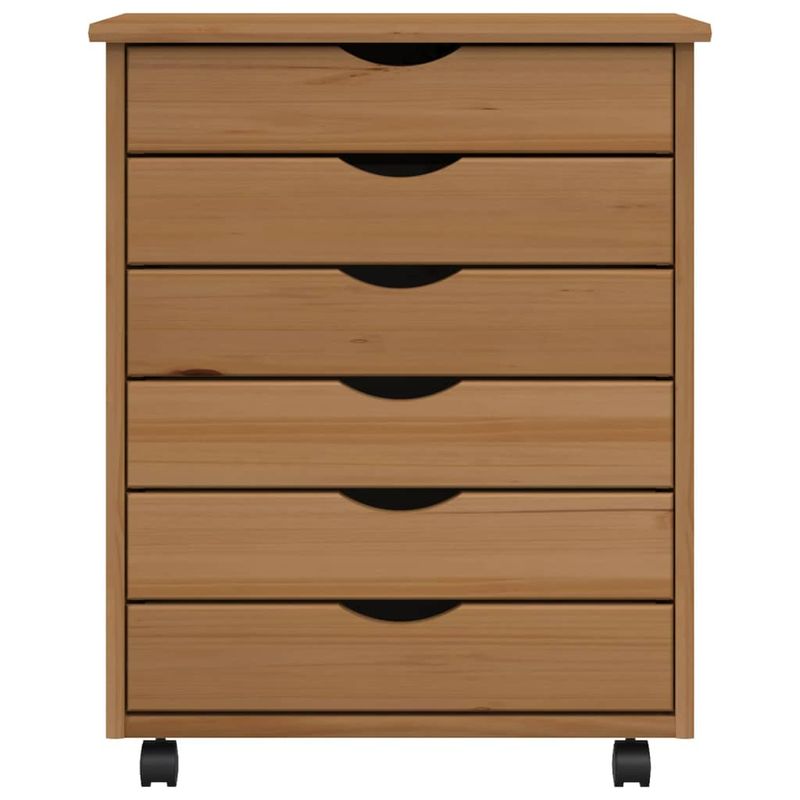 Casa si Gradina - Mobilier - Dulapuri si sifoniere - Dulapuri - Dulap rulant cu sertare „MOSS”, maro miere, lemn masiv de pin - Infinity.ro