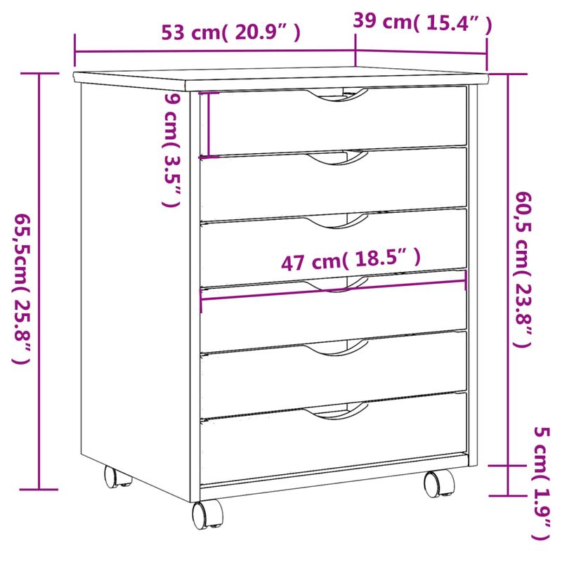 Casa si Gradina - Mobilier - Dulapuri si sifoniere - Dulapuri - Dulap rulant cu sertare „MOSS”, maro miere, lemn masiv de pin - Infinity.ro