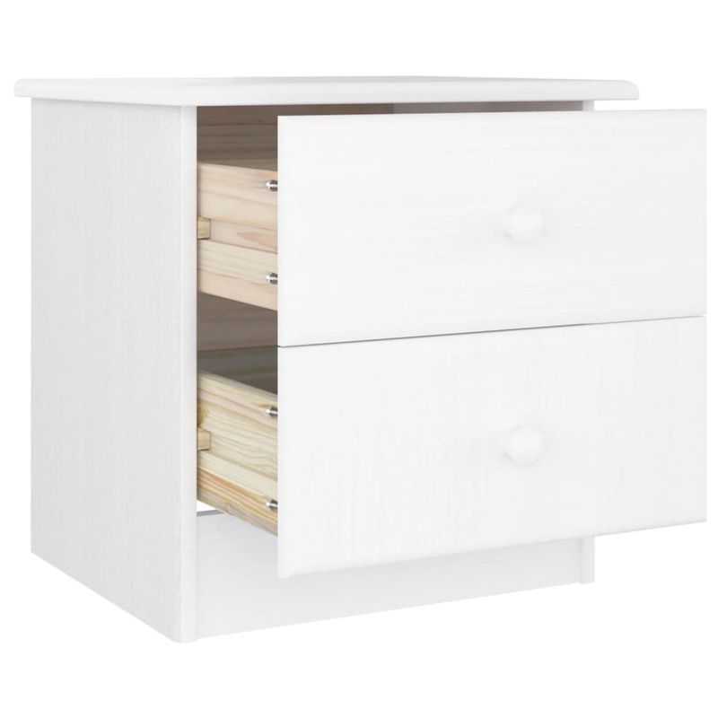 Casa si Gradina - Mobilier - Comode si corpuri - Noptiere - Noptiera ALTA, alb, 43x35x40,5 cm, lemn masiv de pin, model 2 sertare - Infinity.ro