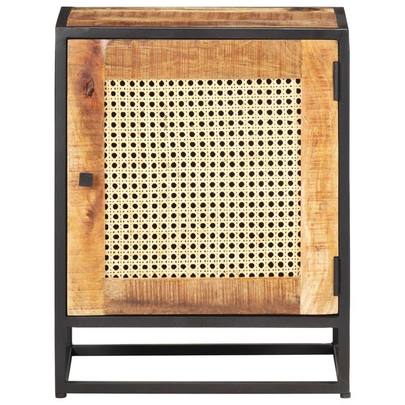 Casa si Gradina - Mobilier - Comode si corpuri - Noptiere - Noptiera, 40x30x50 cm, lemn de mango brut si trestie naturala - Infinity.ro