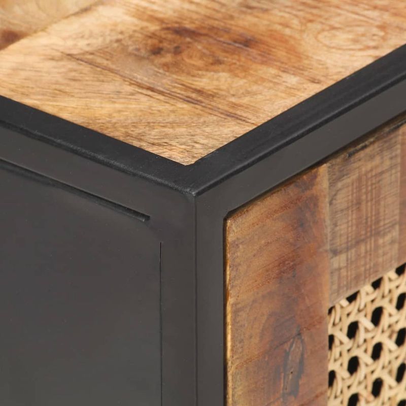 Casa si Gradina - Mobilier - Comode si corpuri - Noptiere - Noptiera, 40x30x50 cm, lemn de mango brut si trestie naturala - Infinity.ro