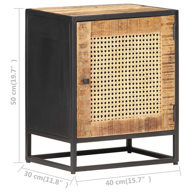 Casa si Gradina - Mobilier - Comode si corpuri - Noptiere - Noptiera, 40x30x50 cm, lemn de mango brut si trestie naturala - Infinity.ro