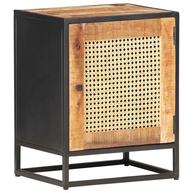 Casa si Gradina - Mobilier - Comode si corpuri - Noptiere - Noptiera, 40x30x50 cm, lemn de mango brut si trestie naturala - Infinity.ro