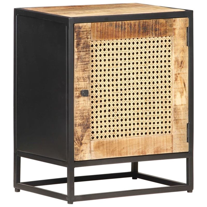 Casa si Gradina - Mobilier - Comode si corpuri - Noptiere - Noptiera, 40x30x50 cm, lemn de mango brut si trestie naturala - Infinity.ro