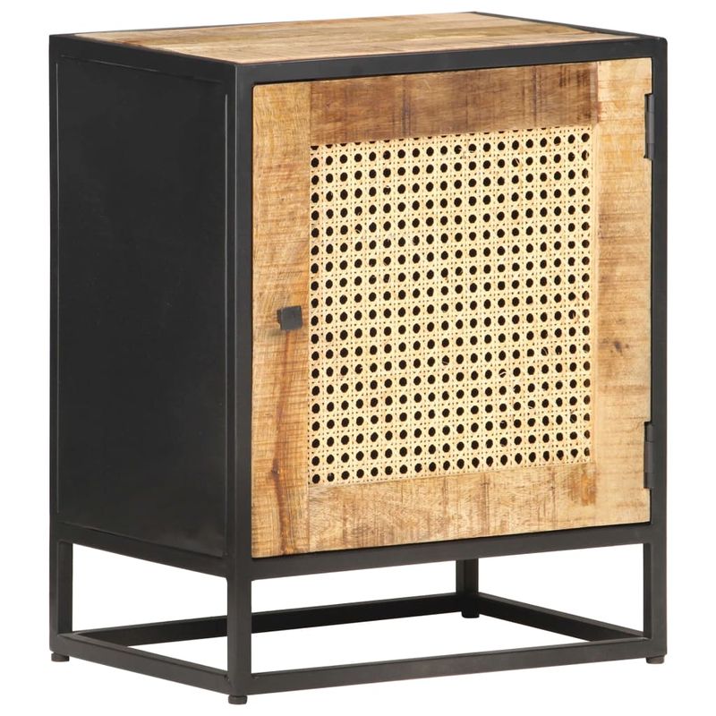 Casa si Gradina - Mobilier - Comode si corpuri - Noptiere - Noptiera, 40x30x50 cm, lemn de mango brut si trestie naturala - Infinity.ro