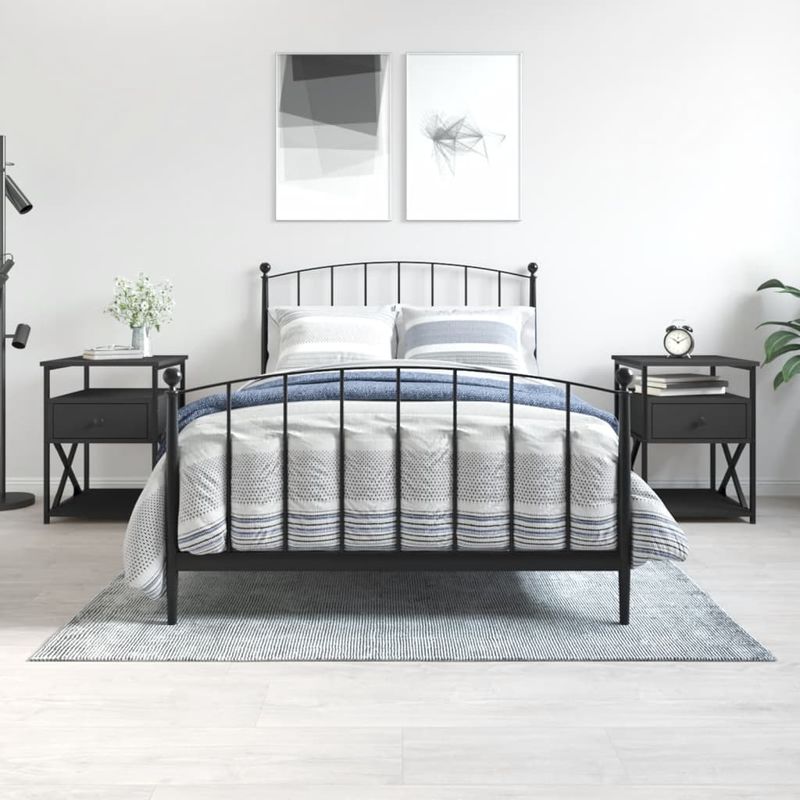 Casa si Gradina - Mobilier - Comode si corpuri - Noptiere - Noptiere, 2 buc., negru, 40x42x55 cm, lemn prelucrat - Infinity.ro