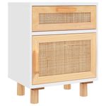 Casa si Gradina - Mobilier - Comode si corpuri - Noptiere - Noptiera, alb, lemn masiv de pin si ratan natural - Infinity.ro