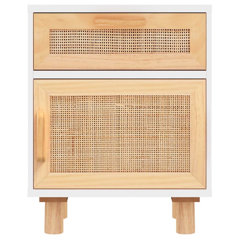 Casa si Gradina - Mobilier - Comode si corpuri - Noptiere - Noptiera, alb, lemn masiv de pin si ratan natural - Infinity.ro