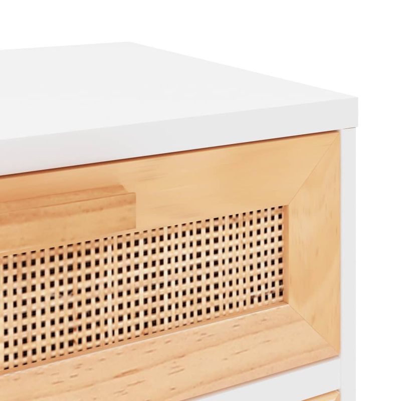 Casa si Gradina - Mobilier - Comode si corpuri - Noptiere - Noptiera, alb, lemn masiv de pin si ratan natural - Infinity.ro