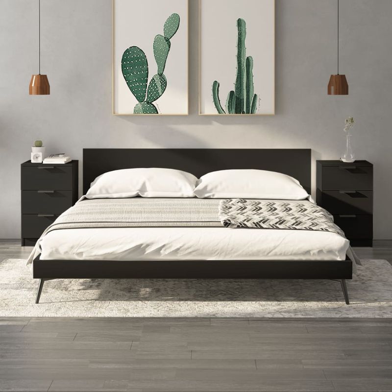 Casa si Gradina - Mobilier - Comode si corpuri - Noptiere - Noptiere, 2 buc., Negru, 40x36x65 cm - Infinity.ro