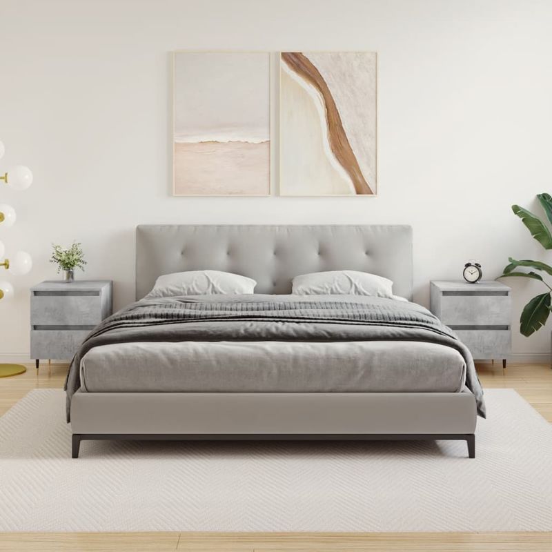 Casa si Gradina - Mobilier - Comode si corpuri - Noptiere - Noptiere, 2 buc., gri beton, 40x35x50 cm, lemn compozit - Infinity.ro