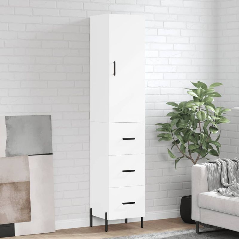 Casa si Gradina - Mobilier - Comode si corpuri - Comode - Dulap inalt, alb, 34,5x34x180 cm, lemn prelucrat - Infinity.ro
