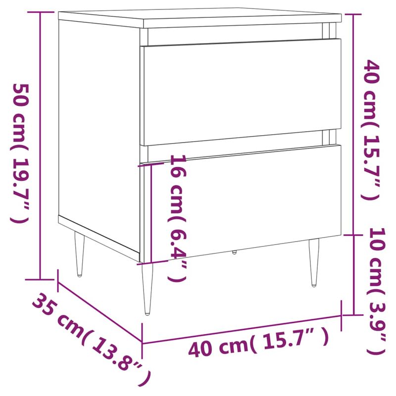 Casa si Gradina - Mobilier - Comode si corpuri - Noptiere - Noptiere, 2 buc., gri beton, 40x35x50 cm, lemn compozit - Infinity.ro