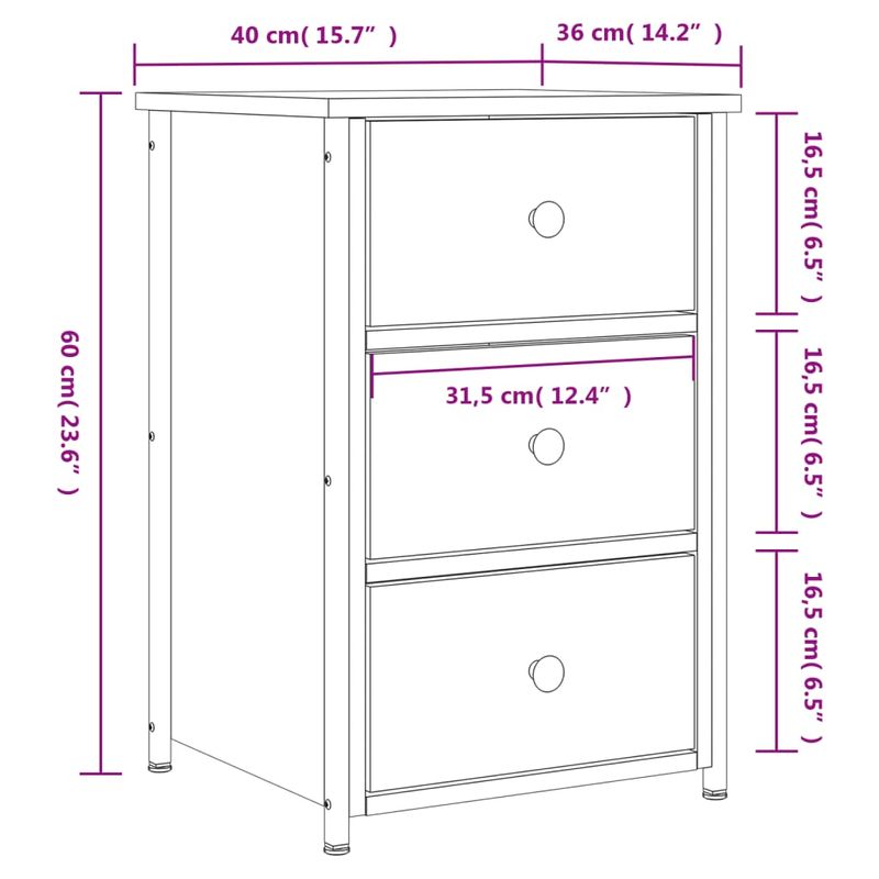 Casa si Gradina - Mobilier - Comode si corpuri - Noptiere - Noptiere, 2 buc., stejar fumuriu, 40x36x60 cm, lemn compozit - Infinity.ro