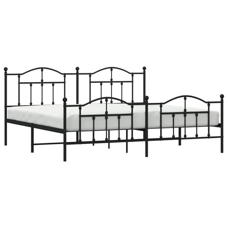 Casa si Gradina - Mobilier - Paturi si accesorii - Paturi - Cadru pat metalic cu tablii de cap/picioare, negru, 200x200 cm - Infinity.ro
