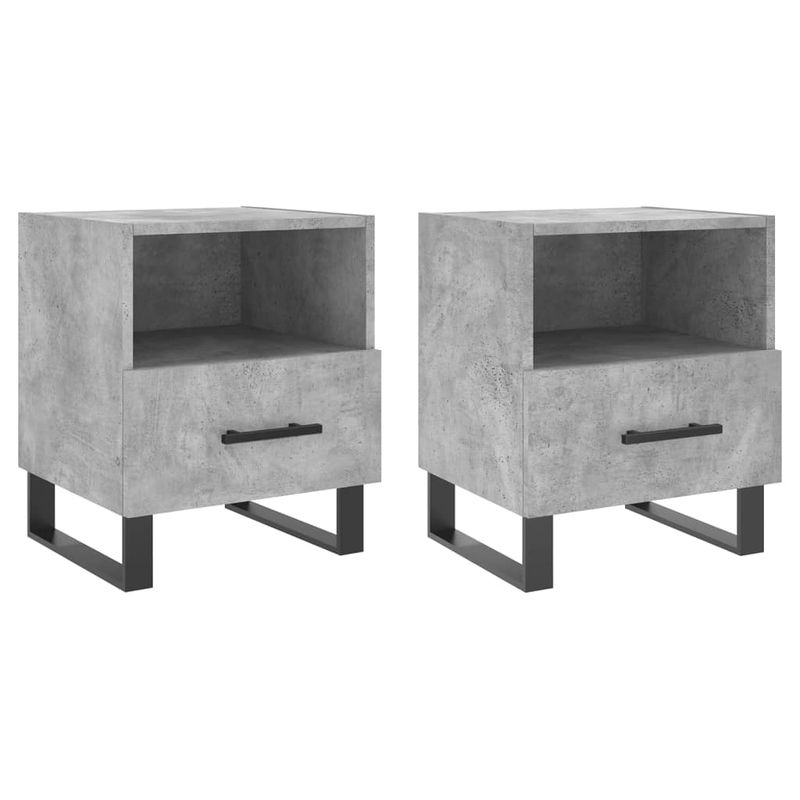 Casa si Gradina - Mobilier - Comode si corpuri - Noptiere - Noptiere, 2 buc., gri beton, 40x35x47,5 cm, lemn compozit - Infinity.ro