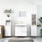 Casa si Gradina - Mobilier - Seturi de mobilier - Seturi baie - Set mobilier de baie, 3 piese, alb, lemn compozit - Infinity.ro